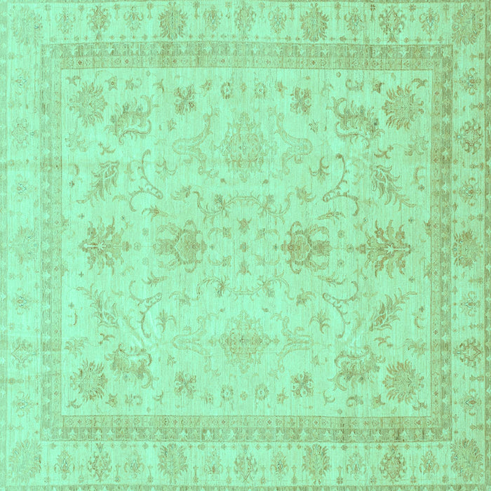 Square Machine Washable Oriental Turquoise Traditional Area Rugs, wshabs3977turq