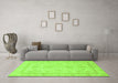 Machine Washable Oriental Green Traditional Area Rugs in a Living Room,, wshabs3977grn