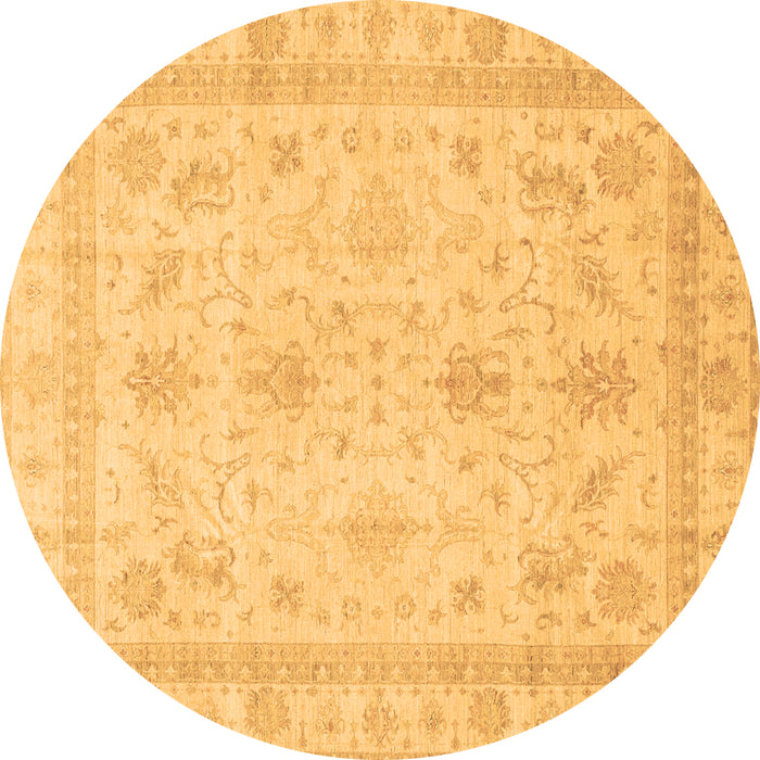 Round Machine Washable Oriental Brown Traditional Rug, wshabs3977brn