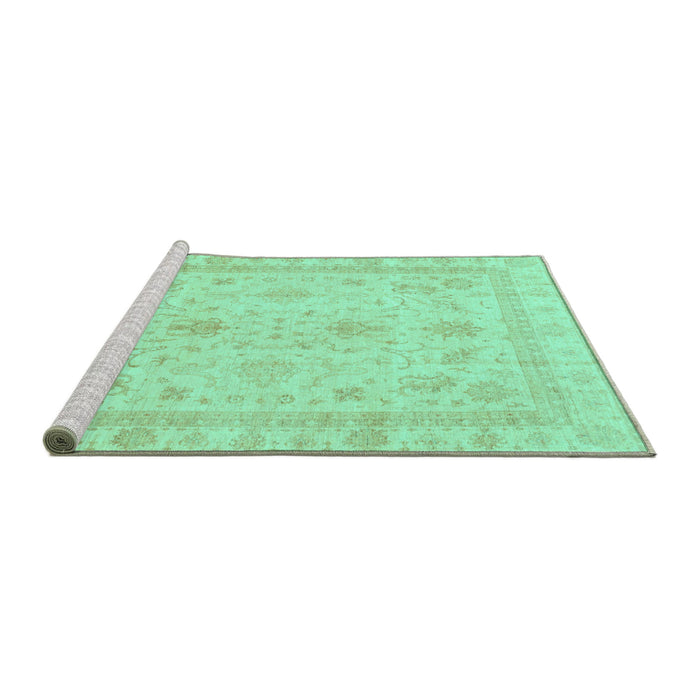 Sideview of Machine Washable Oriental Turquoise Traditional Area Rugs, wshabs3977turq