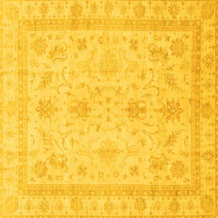 Square Machine Washable Oriental Yellow Traditional Rug, wshabs3977yw