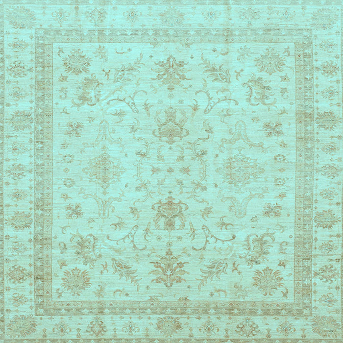 Square Machine Washable Oriental Light Blue Traditional Rug, wshabs3977lblu