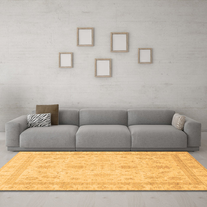 Machine Washable Oriental Brown Traditional Rug in a Living Room,, wshabs3977brn