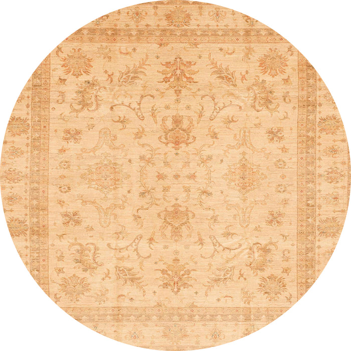 Round Abstract Orange Oriental Rug, abs3977