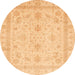 Round Abstract Orange Oriental Rug, abs3977