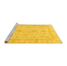 Sideview of Machine Washable Oriental Yellow Traditional Rug, wshabs3977yw