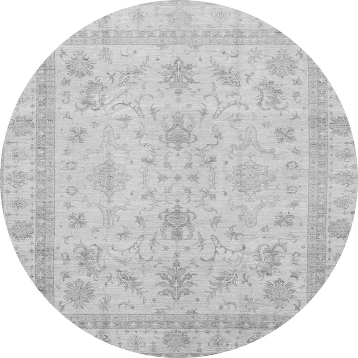 Round Machine Washable Oriental Gray Traditional Rug, wshabs3977gry