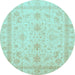 Round Oriental Light Blue Traditional Rug, abs3977lblu