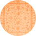 Round Oriental Orange Traditional Rug, abs3977org