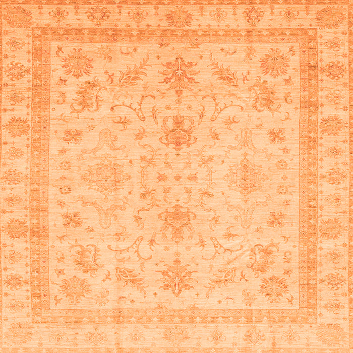 Square Machine Washable Oriental Orange Traditional Area Rugs, wshabs3977org