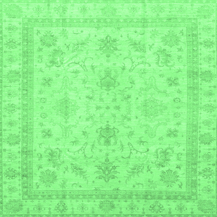 Square Machine Washable Oriental Emerald Green Traditional Area Rugs, wshabs3977emgrn