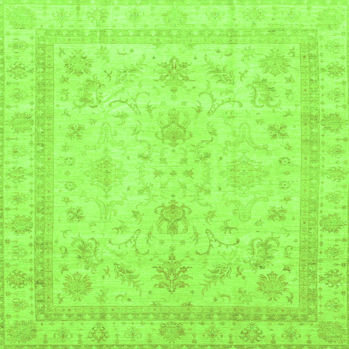 Square Machine Washable Oriental Green Traditional Area Rugs, wshabs3977grn