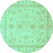 Round Oriental Turquoise Traditional Rug, abs3977turq