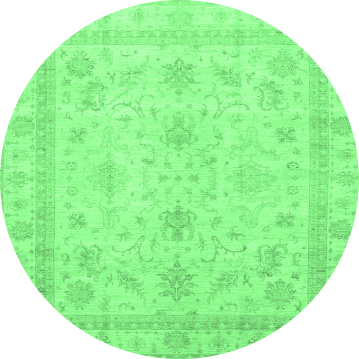 Round Oriental Emerald Green Traditional Rug, abs3977emgrn