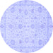 Round Oriental Blue Traditional Rug, abs3978blu