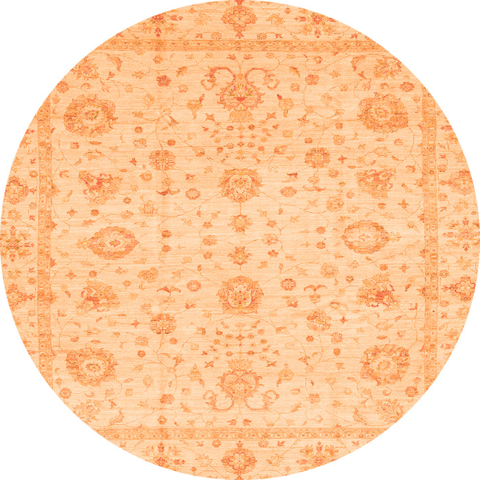 Round Oriental Orange Traditional Rug, abs3978org