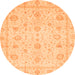 Round Oriental Orange Traditional Rug, abs3978org