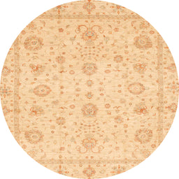 Round Machine Washable Abstract Orange Rug, wshabs3978