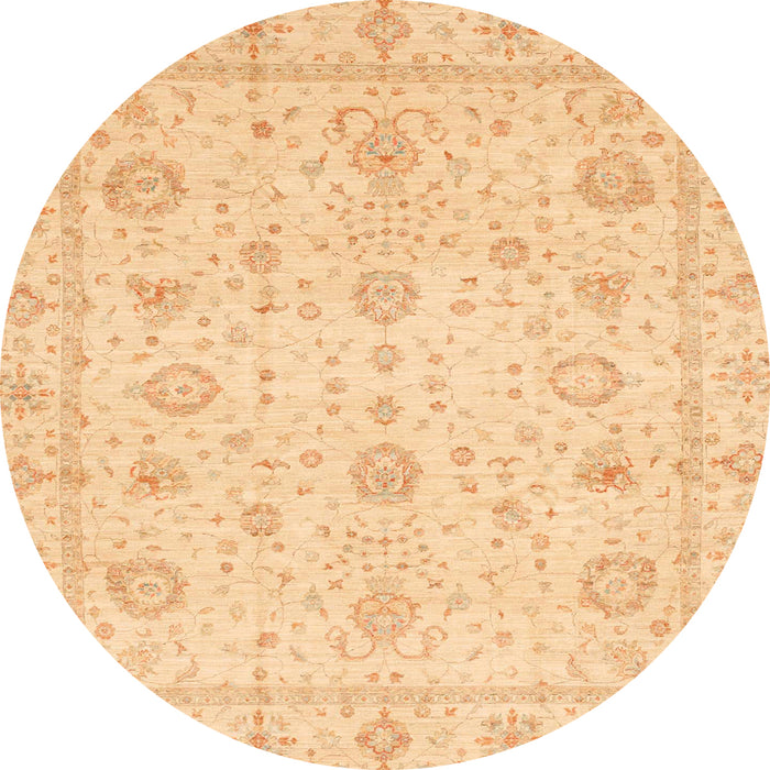 Round Machine Washable Abstract Orange Rug, wshabs3978