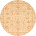 Round Machine Washable Abstract Orange Rug, wshabs3978