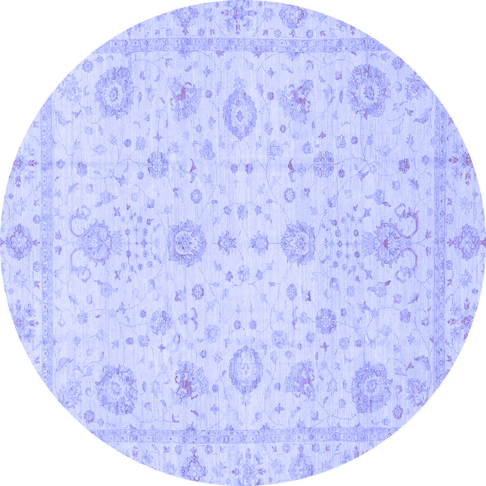 Round Machine Washable Oriental Blue Traditional Rug, wshabs3978blu