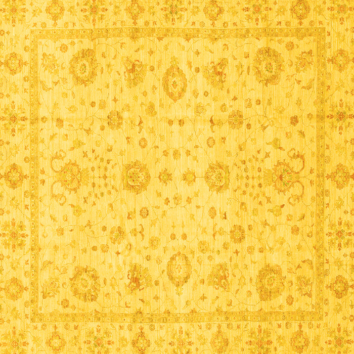 Square Machine Washable Oriental Yellow Traditional Rug, wshabs3978yw