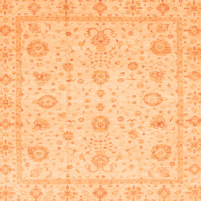 Square Machine Washable Oriental Orange Traditional Area Rugs, wshabs3978org