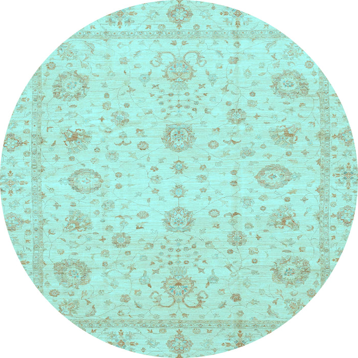 Round Oriental Light Blue Traditional Rug, abs3978lblu