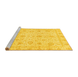 Sideview of Machine Washable Oriental Yellow Traditional Rug, wshabs3978yw