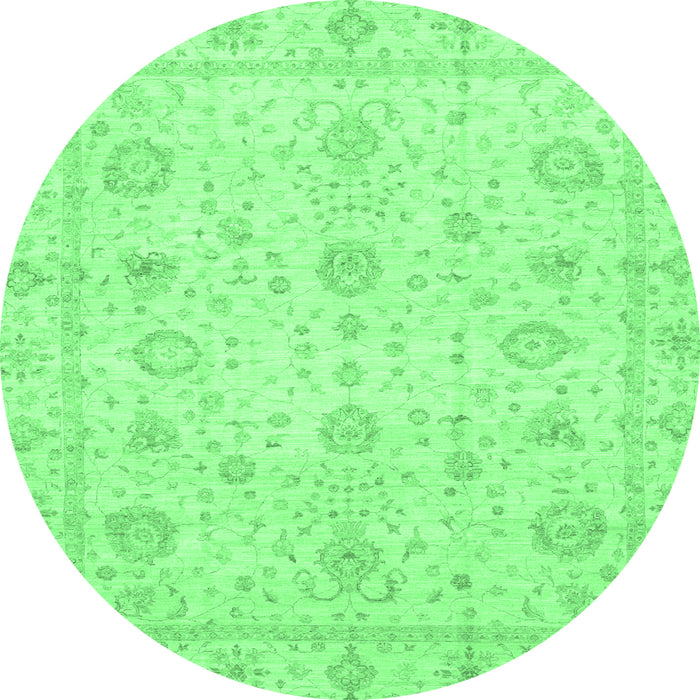 Round Machine Washable Oriental Emerald Green Traditional Area Rugs, wshabs3978emgrn