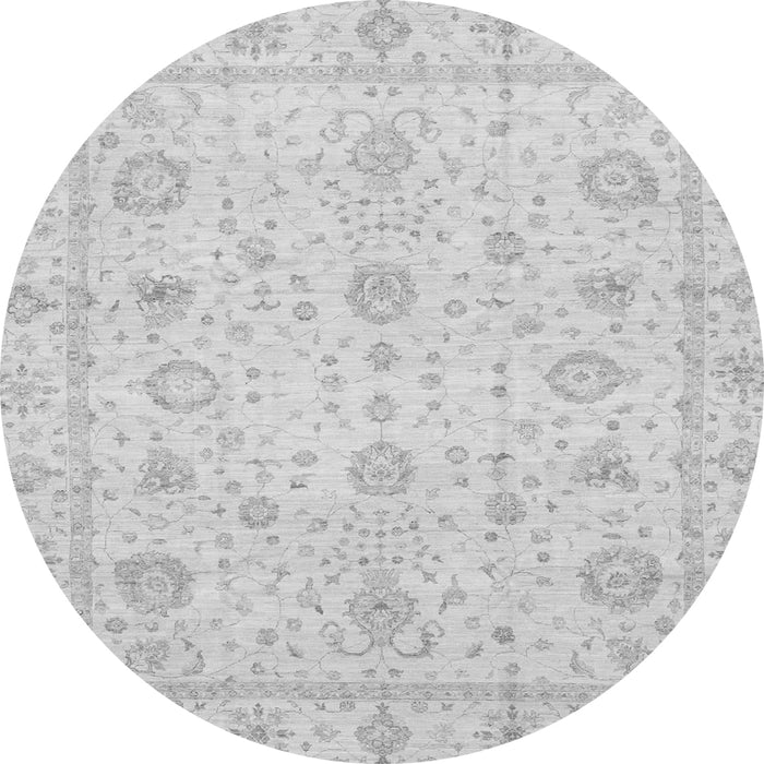Round Machine Washable Oriental Gray Traditional Rug, wshabs3978gry
