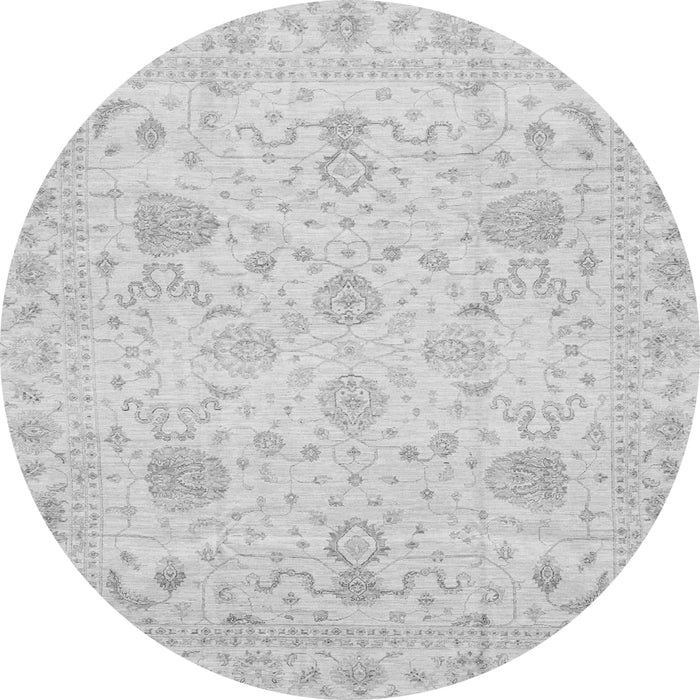 Round Machine Washable Oriental Gray Traditional Rug, wshabs3979gry