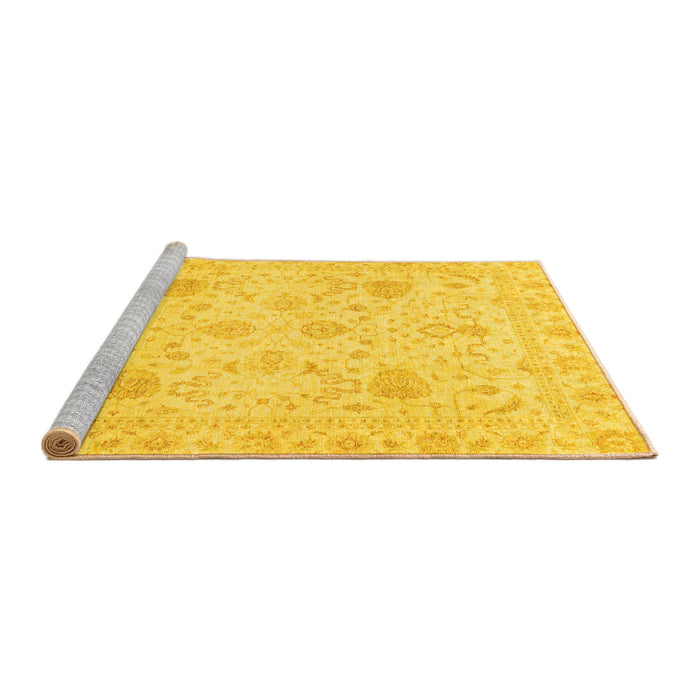Sideview of Machine Washable Oriental Yellow Traditional Rug, wshabs3979yw
