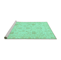 Sideview of Machine Washable Oriental Turquoise Traditional Area Rugs, wshabs3979turq