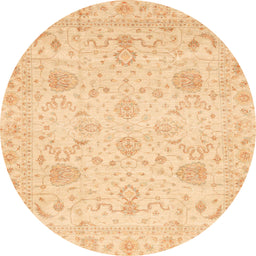 Round Abstract Yellow Oriental Rug, abs3979