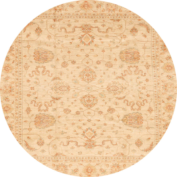 Round Abstract Yellow Oriental Rug, abs3979