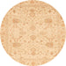 Round Abstract Yellow Oriental Rug, abs3979