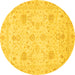 Round Oriental Yellow Traditional Rug, abs3979yw