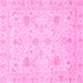 Square Machine Washable Oriental Pink Traditional Rug, wshabs3979pnk