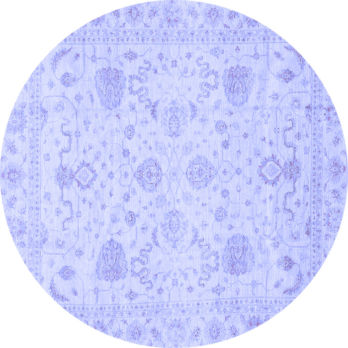 Round Machine Washable Oriental Blue Traditional Rug, wshabs3979blu
