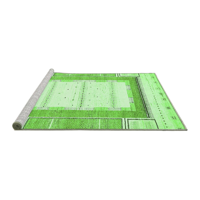 Sideview of Machine Washable Solid Green Modern Area Rugs, wshabs397grn