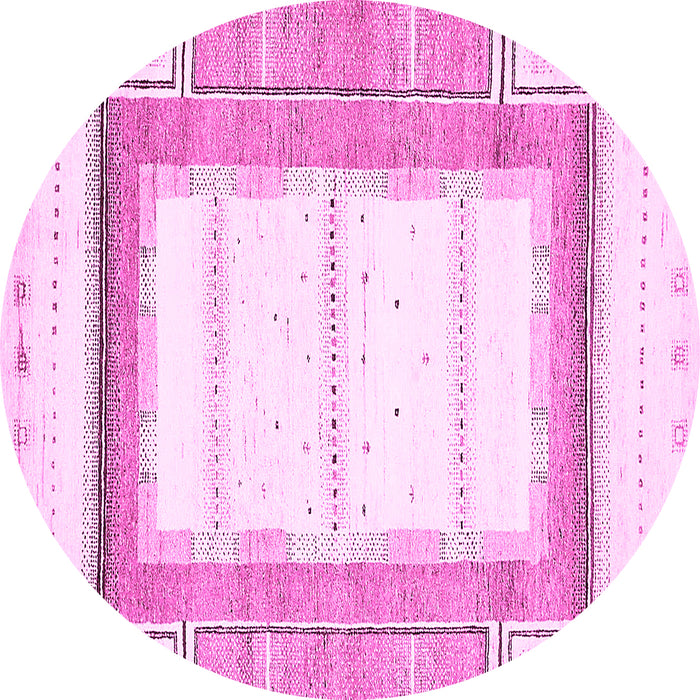 Round Machine Washable Solid Pink Modern Rug, wshabs397pnk
