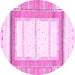 Round Machine Washable Solid Pink Modern Rug, wshabs397pnk