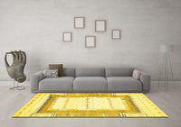 Machine Washable Solid Yellow Modern Rug, wshabs397yw