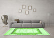 Machine Washable Solid Green Modern Area Rugs in a Living Room,, wshabs397grn