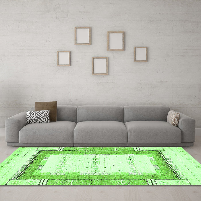 Machine Washable Solid Green Modern Area Rugs in a Living Room,, wshabs397grn