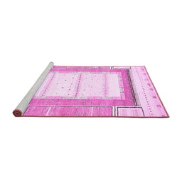 Sideview of Machine Washable Solid Pink Modern Rug, wshabs397pnk