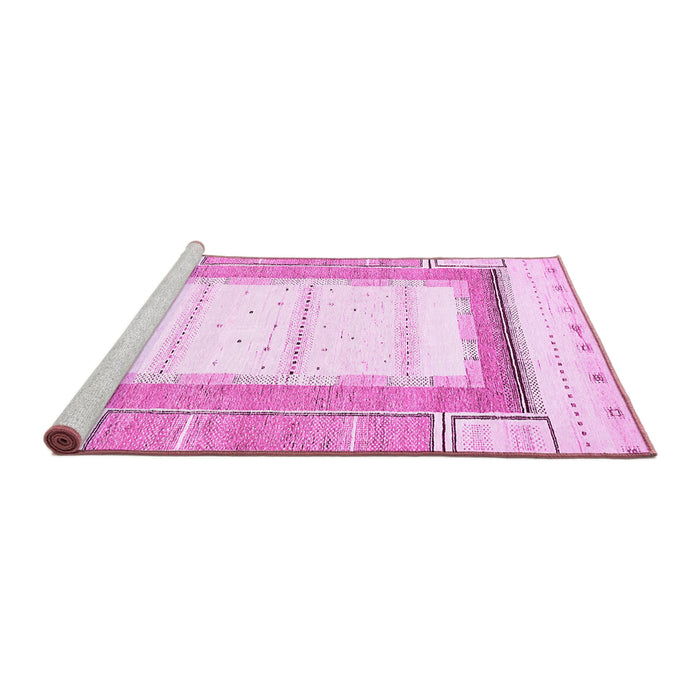Sideview of Machine Washable Solid Pink Modern Rug, wshabs397pnk
