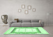 Machine Washable Solid Emerald Green Modern Area Rugs in a Living Room,, wshabs397emgrn