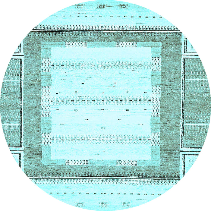Round Machine Washable Solid Light Blue Modern Rug, wshabs397lblu